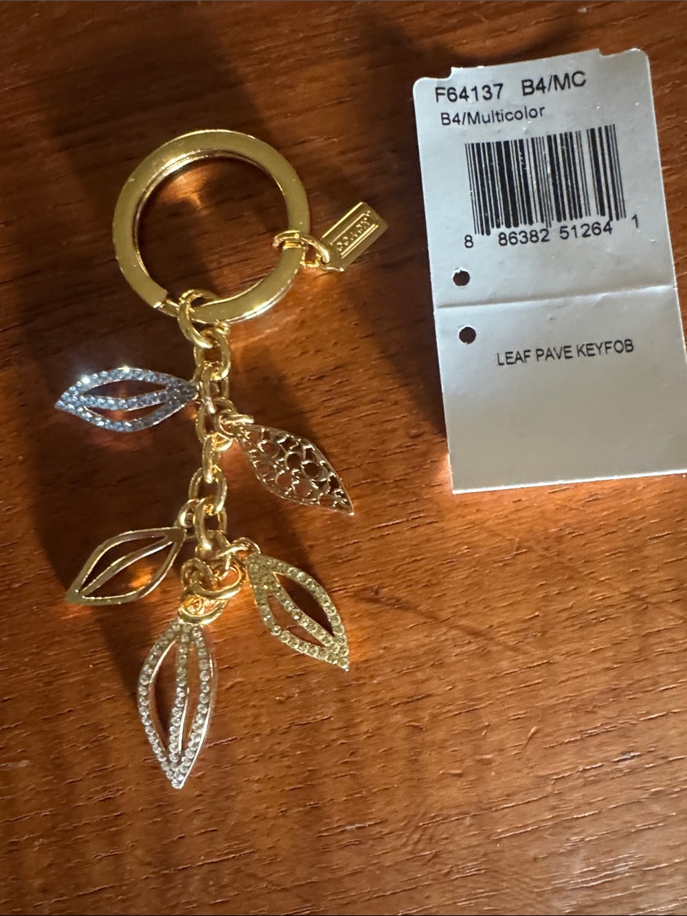 Coach Gold & Silver Leaf Charm Keyfob